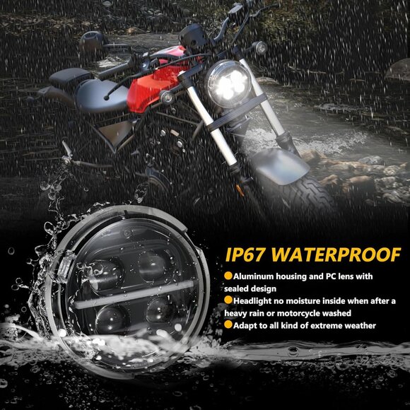 LED Headlight Assembly for Rebel CMX500 17-24 with High Low Beam Daytime Running - Picture 6 of 8